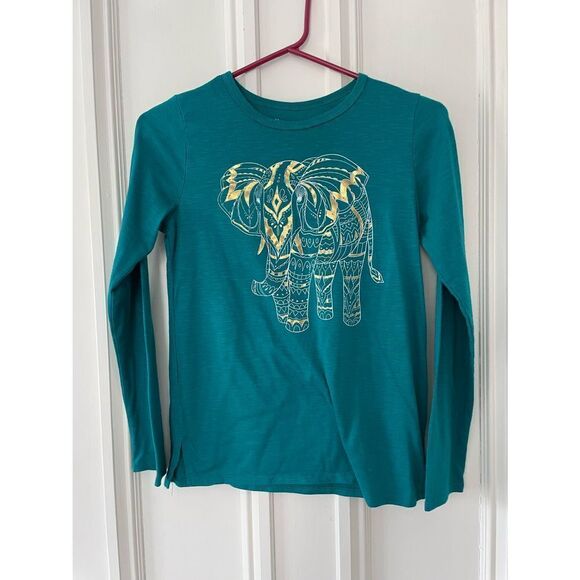 Mudd teal w/gold elephant graphic long sleeve top 16 - Picture 1 of 4